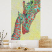 オレンジ色とアクアギラフ ポスター (キッチン)