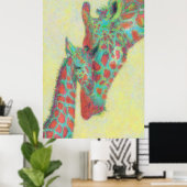 オレンジ色とアクアギラフ ポスター (ホームオフィス)