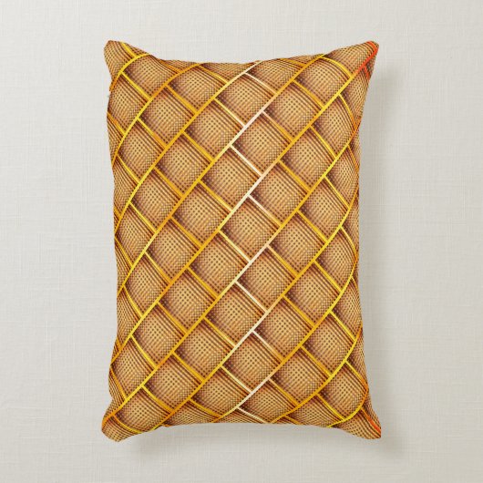 オレンジ色とオレンジ色の正方形と抽象芸術チェスのスロー アクセントクッション (正面(垂直))