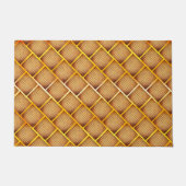 オレンジ色とオレンジ色の正方形と抽象芸術チェスのスロー ドアマット (正面)