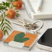 オレンジ色とグレー色のアクリル鉢植えアクリル キーホルダー (正面右)