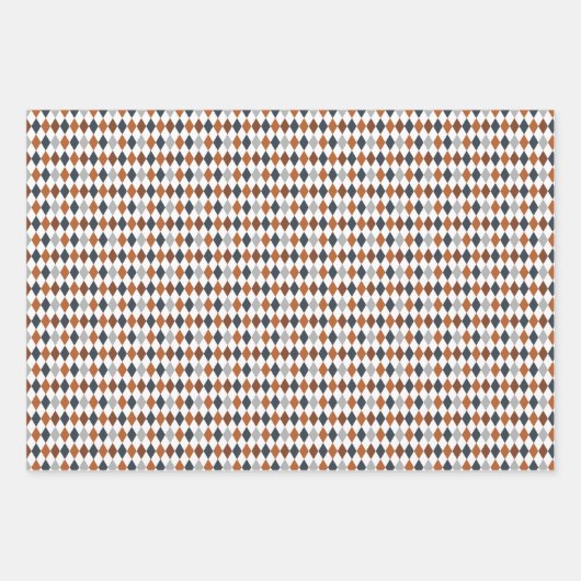 オレンジ色とグレー色の混合パターンの焦げ ラッピングペーパーシート (正面2)