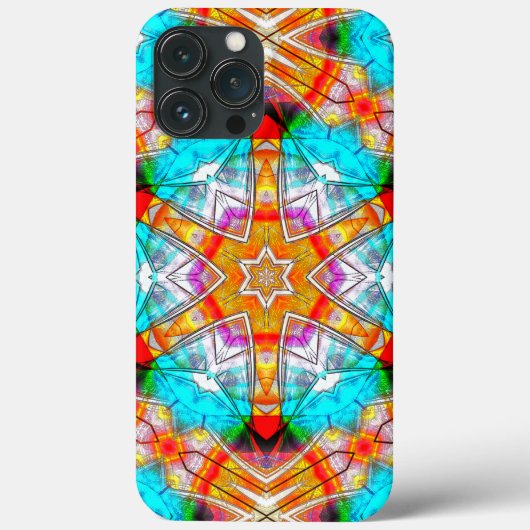 オレンジ色とシアン色のスター万華鏡のように千変万化するパターンが引っ掻いた Case-Mate iPhoneケース (裏面)