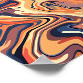 オレンジ色とネイビー色の色相を持つ暖かい抽象芸術旋回 ポスター (角)