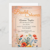 オレンジ色とパステル色と絵を描花付きdessi 招待状 (正面/裏面)