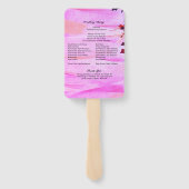 オレンジ色とピンクのスワールが秋の葉のウェディングプログラム ハンドファン (裏面)