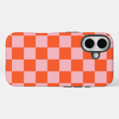 オレンジ色とピンク色のチェッカーボードパターン Case-Mate iPhoneケース (裏面 (横))