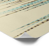 オレンジ色とピンク色のヴィンテージに緑の葉花をつける ポスター (角)