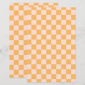 オレンジ色と無漂白シルクチェッカーボード (正面/裏面)