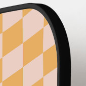 オレンジ色と無漂白シルクチェッカーボード ピックルボールラケット (左詳細)