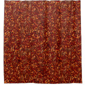 オレンジ色と珊瑚のような壁のテクスチャ シャワーカーテン (正面)