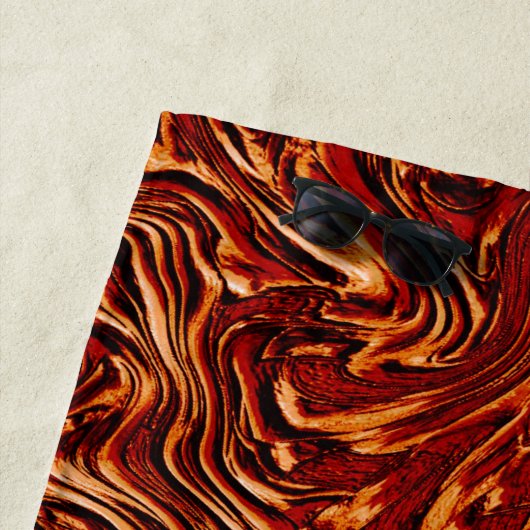 オレンジ色と珊瑚のような壁のテクスチャ ビーチタオル (インサイチュ)