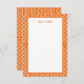 オレンジ色と白の中華料理の竹柄 サンキューカード (正面/裏面)