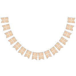 オレンジ色と白の壁紙とフローラデザイン バンティングフラッグ