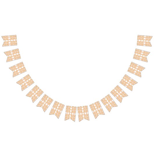 オレンジ色と白の壁紙とフローラデザイン バンティングフラッグ (全)