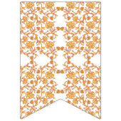 オレンジ色と白の壁紙とフローラデザイン バンティングフラッグ (第1の旗)