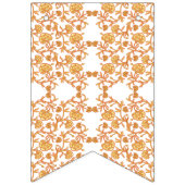 オレンジ色と白の壁紙とフローラデザイン バンティングフラッグ (第3の旗)