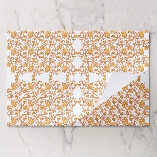 オレンジ色と白の壁紙とフローラデザイン ペーパーパッド (折り畳み)