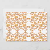 オレンジ色と白の壁紙とフローラデザイン 招待状 (裏面)