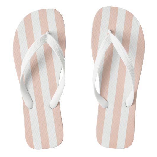 オレンジ色と白の縦縞 ビーチサンダル (フットベッド)
