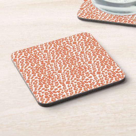 オレンジ色と白ヒョウ印刷 コースター (左側)