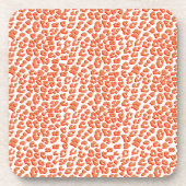 オレンジ色と白ヒョウ印刷 コースター (正面)