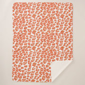 オレンジ色と白ヒョウ印刷 シェルパブランケット (正面)