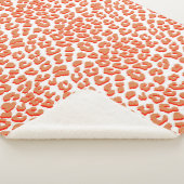 オレンジ色と白ヒョウ印刷 シェルパブランケット (3/4)