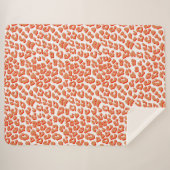 オレンジ色と白ヒョウ印刷 シェルパブランケット (正面(横))