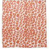 オレンジ色と白ヒョウ印刷 シャワーカーテン (正面)