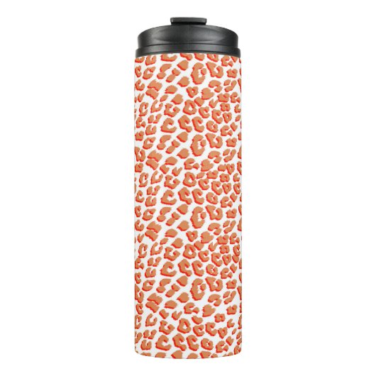 オレンジ色と白ヒョウ印刷 タンブラー (正面)