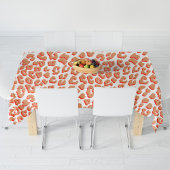 オレンジ色と白ヒョウ印刷 テーブルクロス