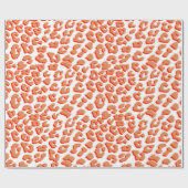 オレンジ色と白ヒョウ印刷 ラッピングペーパー (フラット)