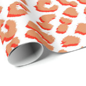 オレンジ色と白ヒョウ印刷 ラッピングペーパー (ロールコーナー)