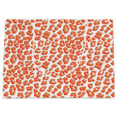 オレンジ色と白ヒョウ印刷 ラージペーパーバッグ (正面)