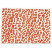 オレンジ色と白ヒョウ印刷 ラージペーパーバッグ (裏面)
