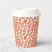 オレンジ色と白ヒョウ印刷 紙コップ (裏面)
