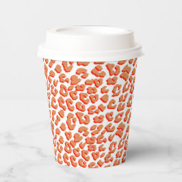 オレンジ色と白ヒョウ印刷 紙コップ