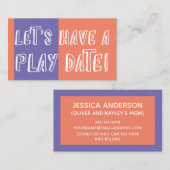 オレンジ色と紫の色のブロックよくはしゃぐ遊の日付 コーリングカード (正面/裏面)