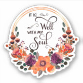 オレンジ色と紫色のフローラ枠 シール (正面)