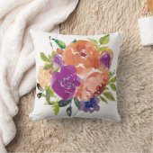 オレンジ色と紫色の水色の花 クッション (ブランケット)