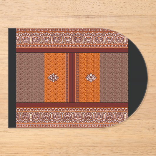 オレンジ色と茶色のクロスステッチ模様 アクリル招待状 (正面)