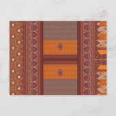 オレンジ色と茶色のクロスステッチ模様 ポストカード (正面)