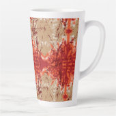 オレンジ色と茶色の模様が描かれた生地 カフェラテマグ (右)