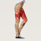 オレンジ色と茶色の模様が描かれた生地 レギンス (右)