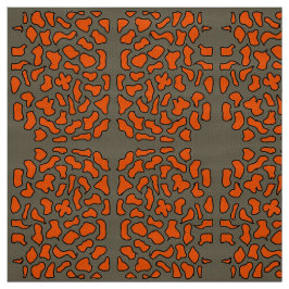 オレンジ色と茶色の模様 ファブリック