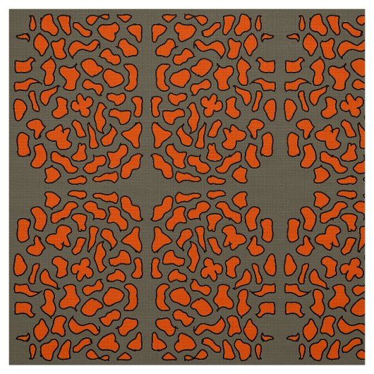 オレンジ色と茶色の模様 ファブリック (見本)
