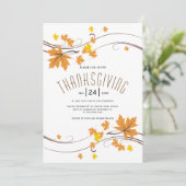 オレンジ色と茶色の紅葉が感謝祭に降る 招待状 (スタンド正面)