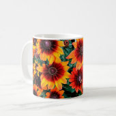 オレンジ色と茶色の花 コーヒーマグカップ (正面左)