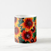オレンジ色と茶色の花 コーヒーマグカップ (中央)